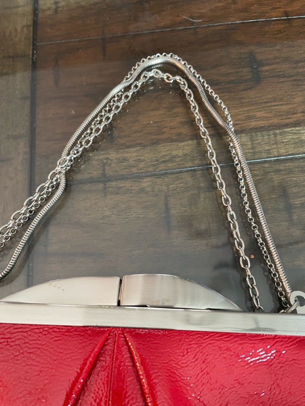 HOBO Red Pleated Chain-Handle Clutch - Picture 3 of 8